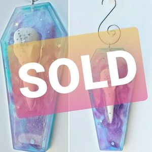 Starry White Bird Skull and Coffin Hanging Pendant